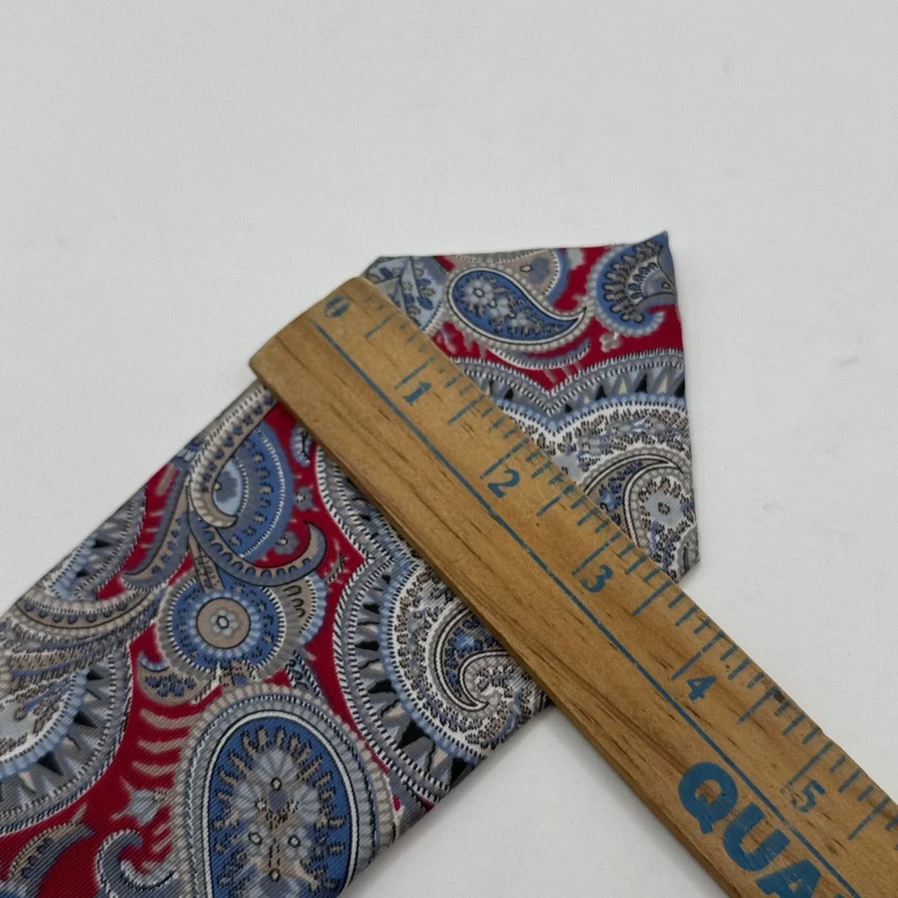 Christian Dior Monsieur Elegant Red Blue Paisley Tie Silk Work Business